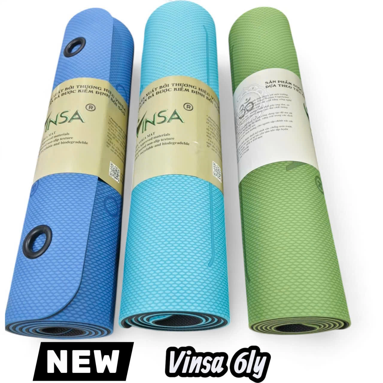 Thảm Tập Yoga chính hãng Vinsa 6mm TPE Cao Cấp – Êm, Chống Trượt, Có Lỗ Treo, kẻ định tuyến - Giá Sỉ Tốt